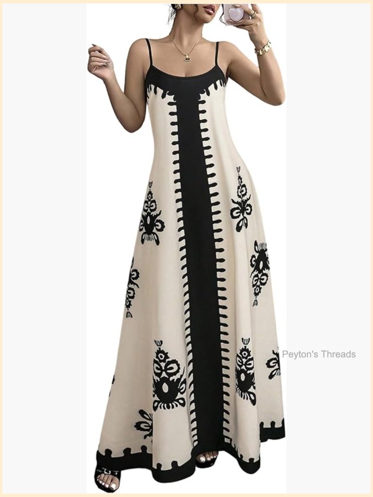 Sleeveless Floral Boho Maxi Dress With Spaghetti Straps And Low Back